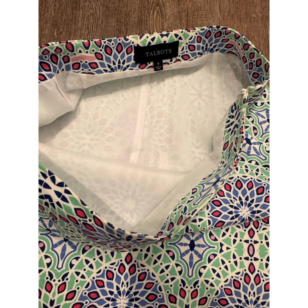 Talbots Skirt Women's Size 4 Multicolor Knee‎ Length  Lined Side Zip - Picture 6 of 6